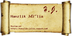 Hanzlik Júlia névjegykártya